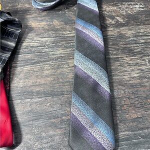 Jack Lang Elegant Black Purple and Gray Striped Tie